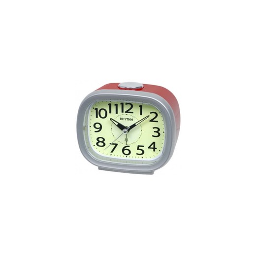 Reloj Rhythm Despertador CRA846NR19 Campana Plateado Bicolor Rojo