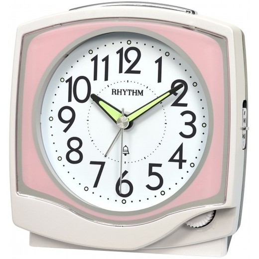 Reloj Rhythm Despertador CRA852NR13 Campana Rosa Bicolor Beige