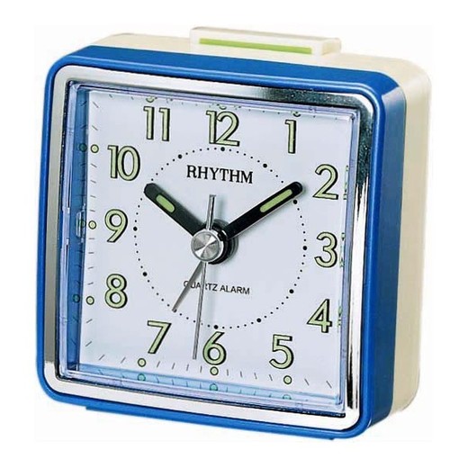 Reloj Rhythm Despertador CRE210NR04 Beep Cuadrado Azul Bicolor Blanco