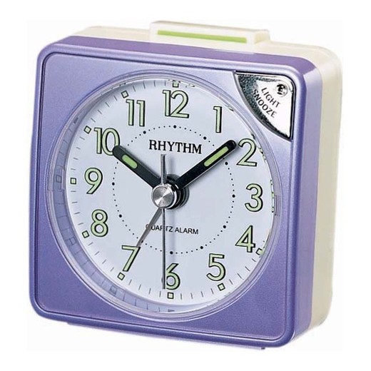 Reloj Rhythm Despertador CRE211NR12 Beep Cuadrado Morado Bicolor Beige