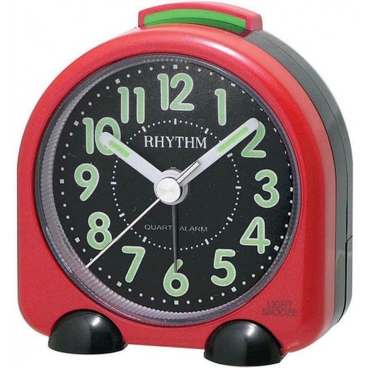 Reloj Rhythm Despertador CRE229NR01 Beep Negro Bicolor Rojo