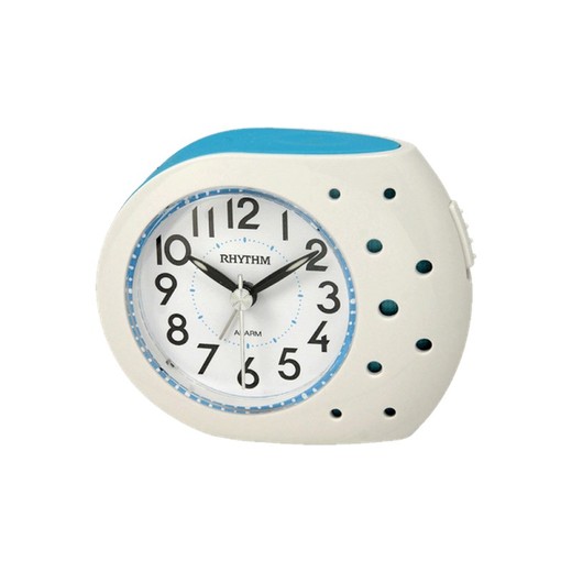 Reloj Rhythm Despertador CRE304NR04 Beep Blanco Bicolor Azul