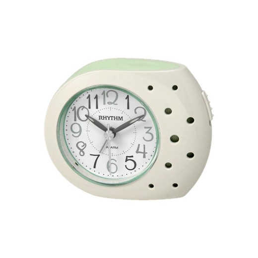 Reloj Rhythm Despertador CRE304NR05 Beep Blanco Bicolor Verde