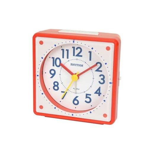 Reloj Rhythm Despertador CRE310NR01 Beep Rojo Bicolor Blanco