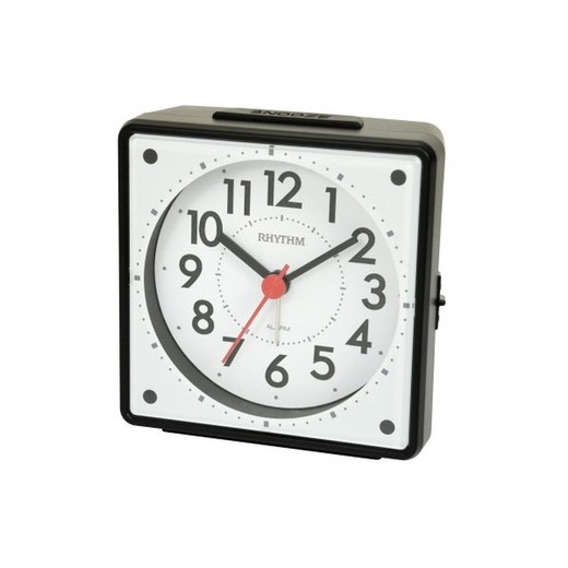 Reloj Rhythm Despertador CRE310NR02 Beep Negro Bicolor Blanco