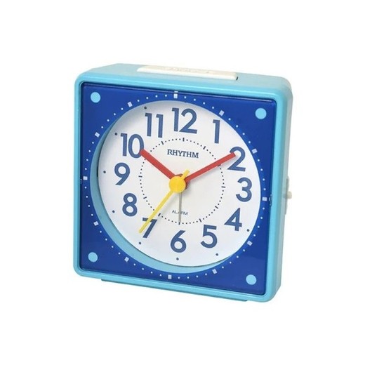 Reloj Rhythm Despertador CRE310NR04 Beep Azul Bicolor Blanco