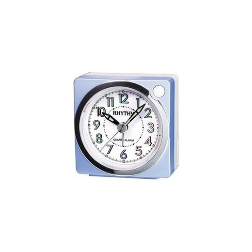 Reloj Rhythm Despertador CRE820NR04 Beep Cuadrado Azul Bicolor Blanco