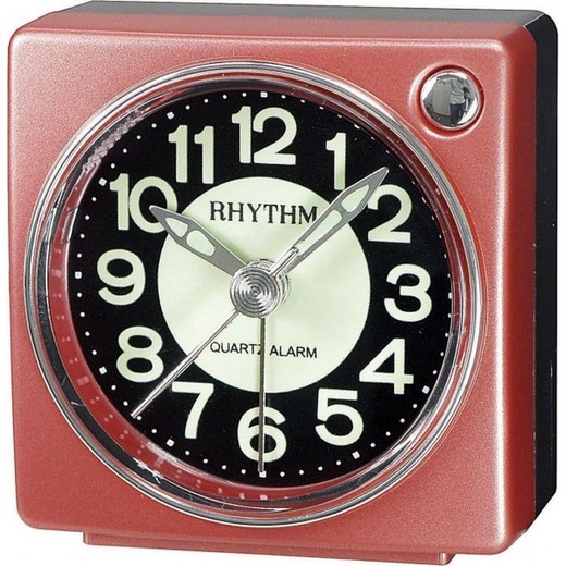 Reloj Rhythm Despertador CRE823NR01 Beep Cuadrado Marrón