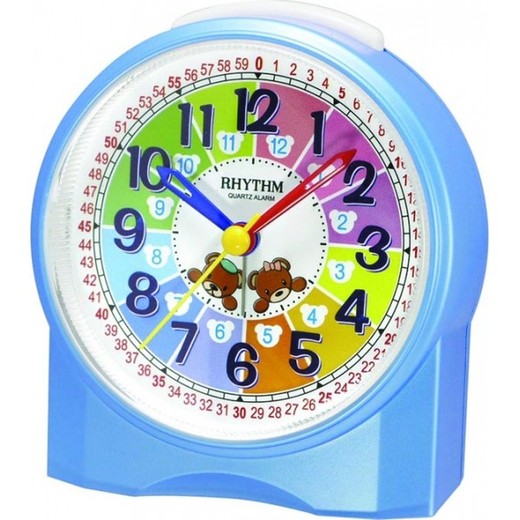 Reloj Rhythm Despertador CRE827NR04 Beep Azul Ositos