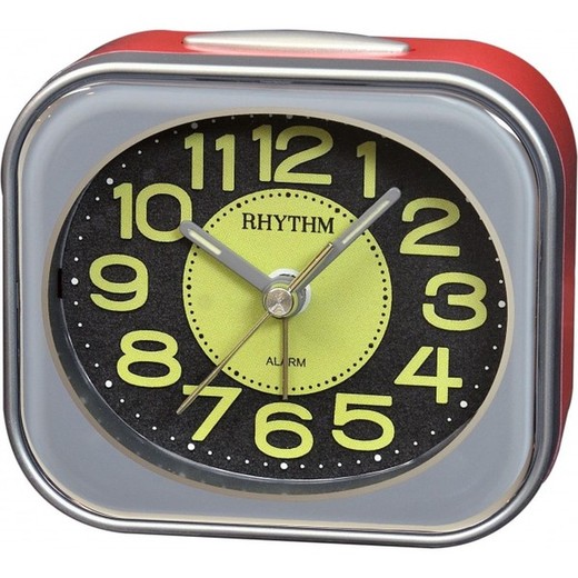 Reloj Rhythm Despertador CRE876NR01 Beep Plateado Bicolor Rojo