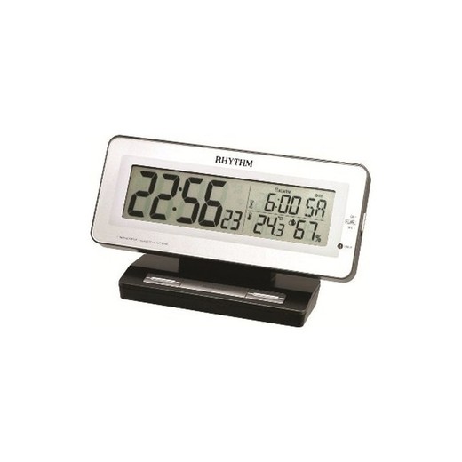 Reloj Rhythm LCD LCT049NR02 Despertador Blanco Bicolor Negro