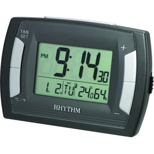 Reloj Rhythm LCD LCT050NR02 Despertador Negro