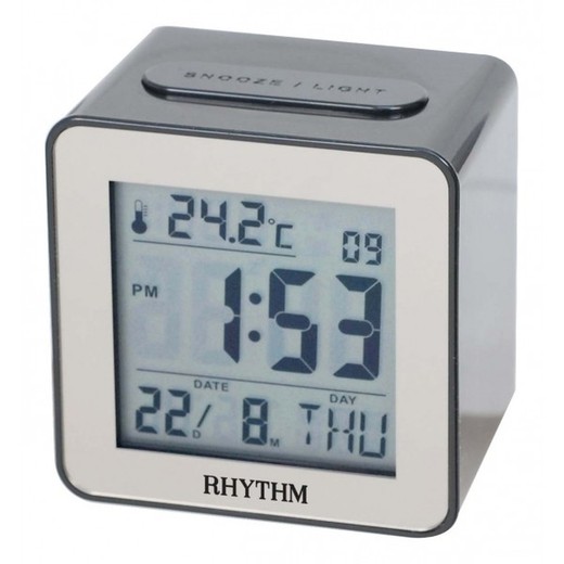 Reloj Rhythm LCD LCT076NR02 Despertador Blanco Bicolor Gris