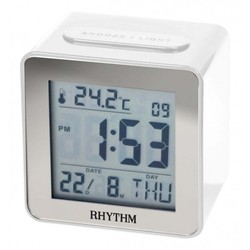 Reloj Rhythm LCD LCT076NR03 Despertador Gris Bicolor Blanco