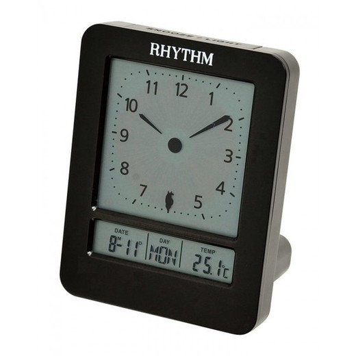 Reloj Rhythm LCD LCT077NR02 Despertador Negro