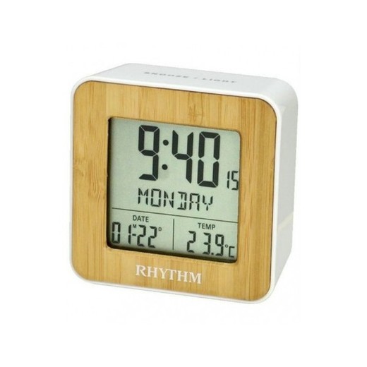 Reloj Rhythm LCD LCT085NR03 Despertador Marrón Bicolor Blanco