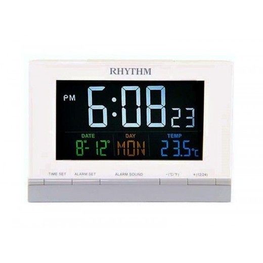 Reloj Rhythm LCD LCT088NR03 Despertador Blanco