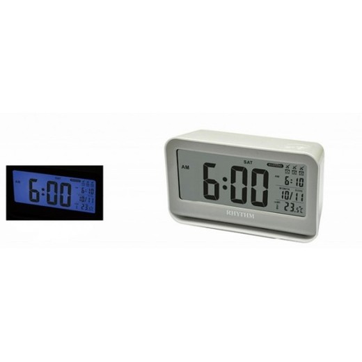 Reloj Rhythm LCD LCT097NR03 Despertador Gris