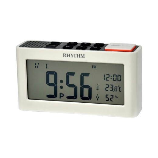 Reloj Rhythm LCD LCT101NR03 Despertador Blanco