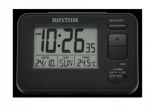 Reloj Rhythm LCD LCT104NR02 Despertador Negro