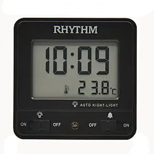 Reloj Rhythm LCD LCT105NR02 Despertador Negro