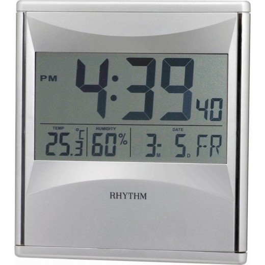 Reloj Rhythm LCD LCW011NR19 Despertador Gris