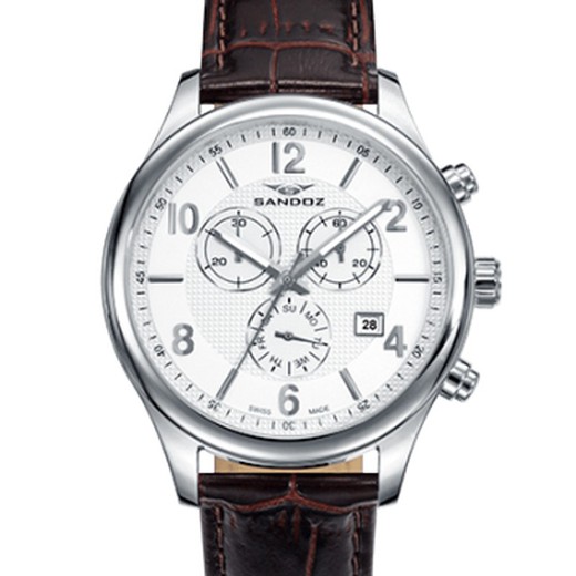 Sandoz Herrenuhr 81369-83 Braunes Leder