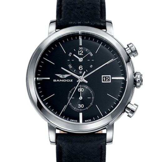 Orologio da uomo Sandoz 81389-57 in pelle nera