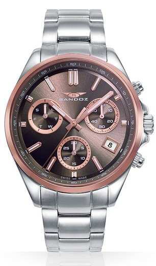 Sandoz Herrenuhr 83003-17 Stahl zweifarbig rosa