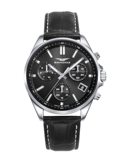 Reloj Sandoz Hombre 83007-57 Casuel Piel Negra