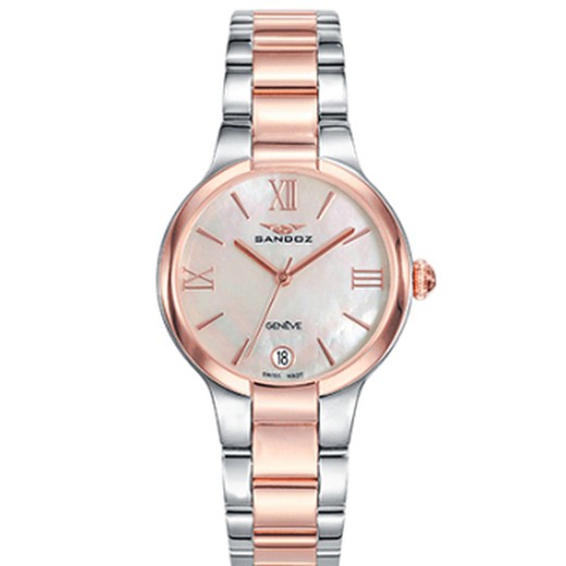 Sandoz Woman Watch 81334-93 Bicolor Pink Steel