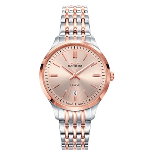 Relógio feminino Sandoz 81352-97 bicolor rosa aço