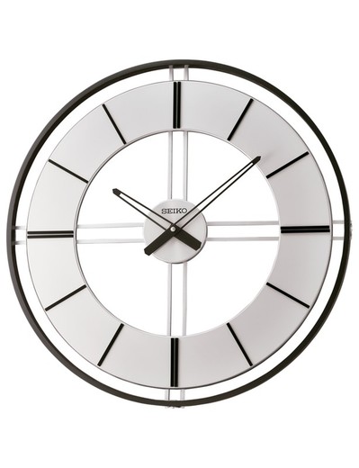 Reloj Seiko Clocks De Pared QXA820K Redondo Negro Bicolor Blanco