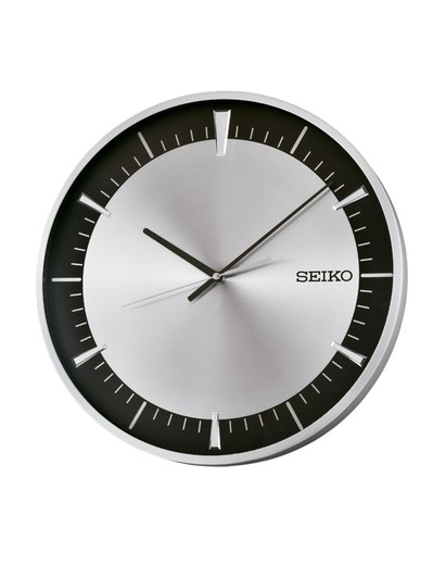 Reloj Seiko Clocks De Pared QXA840S Plateado Bicolor Negro