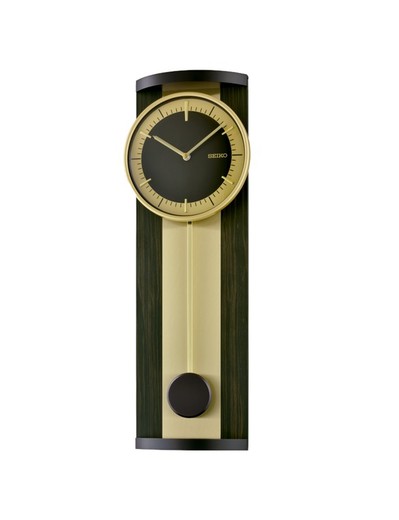 Reloj Seiko Clocks De Pared QXC244G Negro Bicolor Dorada Pendulo