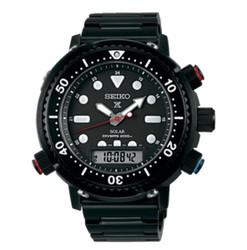 Relógio masculino Seiko SNJ037P1 Prospex Diver's Solar Ana-Digi preto