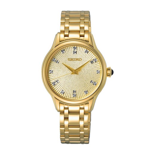 Relógio feminino Seiko SRZ552P1 aço dourado
