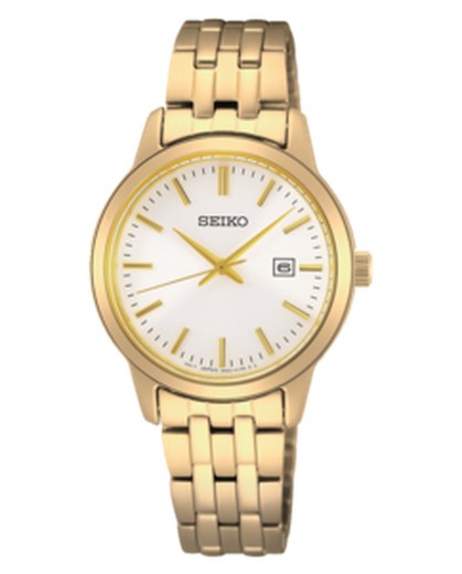 Relógio de senhora Seiko SUR412P1 Neo Classic Quartz 3 mãos IP ouro