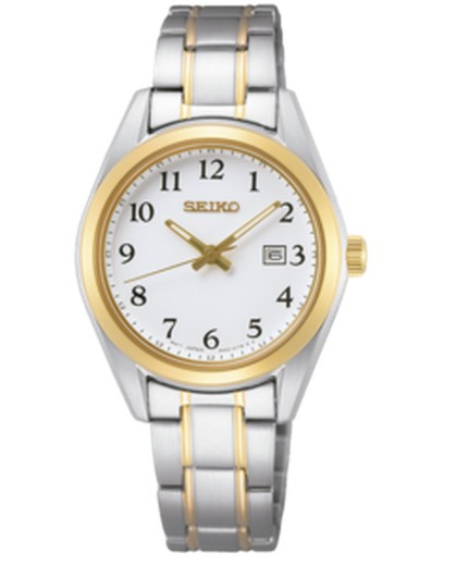 Zegarek damski Seiko SUR466P1 Neo klasyczne cyfry arabskie kobieta dwukolorowa
