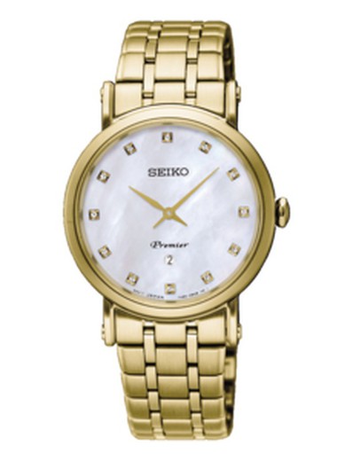 Seiko Women's Watch SXB434P1 Premier Slimline 12 Diamonds MOP