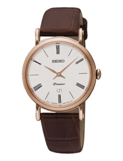 Seiko Dameur SXB436P1 Premier Extra Flat Quartz IP Rosé