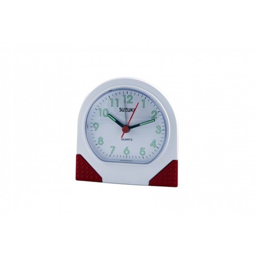 Reloj Suzuki Despertador CR-268A-N Blanco Bicolor Rojo