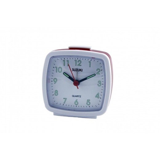 Reloj Suzuki Despertador CS-261-B  Blanco Bicolor Rojo