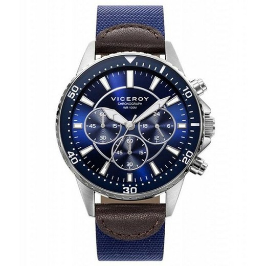 Relógio masculino Viceroy 401069-37 de couro azul