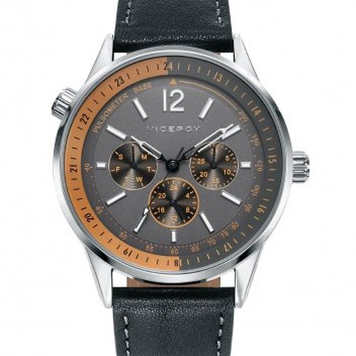 Męski zegarek Viceroy 401077-17 z czarnej skóry