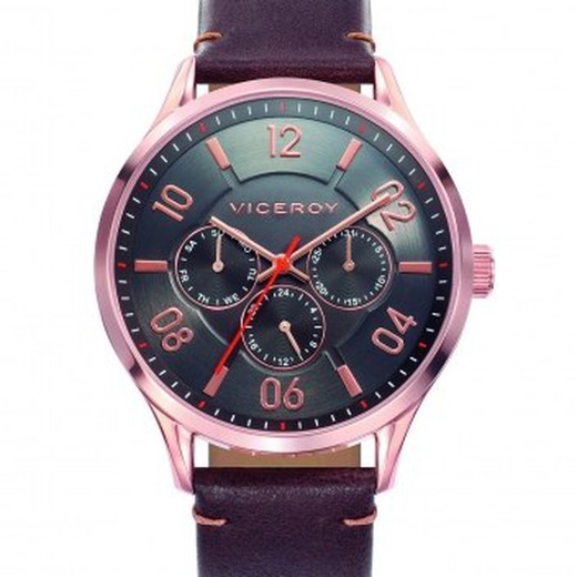 Męski zegarek Viceroy 401085-15 z fioletowej skóry