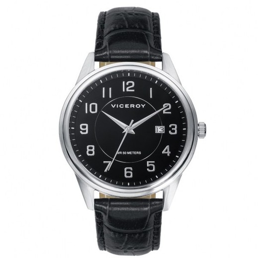 Męski zegarek Viceroy 401207-55 z czarnej skóry