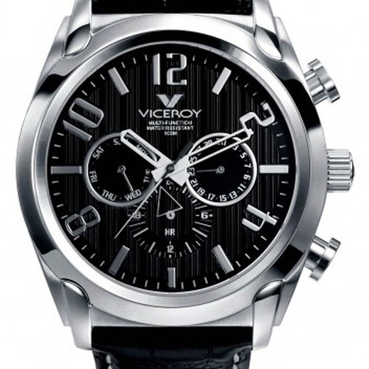 Męski zegarek Viceroy 40347-55 z czarnej skóry