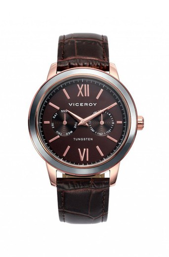 Męski zegarek Viceroy 40991-43 z czarnej skóry