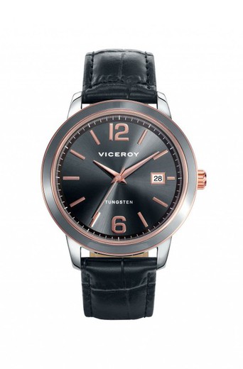 Męski zegarek Viceroy 40993-53 z czarnej skóry